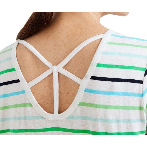 T By Talbots Tee Women’s Plus Size X Supersoft Jersey Open Back Multi Stripe - Picture 4 of 10